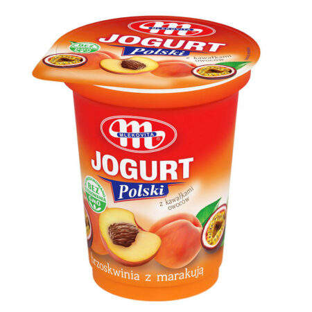 Йогурт з наповнювачем "Персик-маракуйя", ТМ "Mlekovita", 350 г