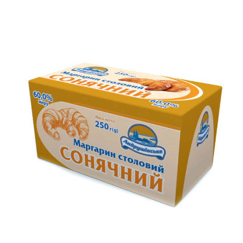 Маргарин "Сонячний" жирністю 60%. Вага 250г