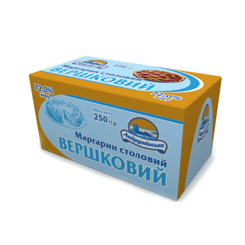 Маргарин "Вершковий" жирністю 72%. Вага 250г