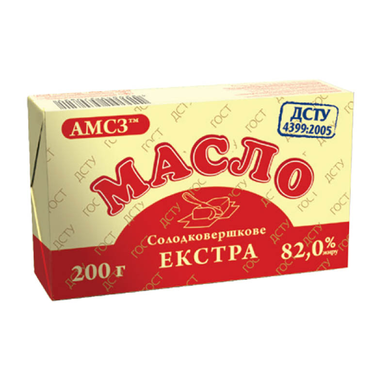 Масло "Екстра" ДСТУ "АМСЗ" 82%, 200г