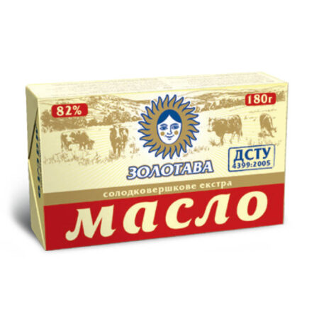 Масло солодковершкове "Екстра", ТМ "Золотава", жирністю 82%